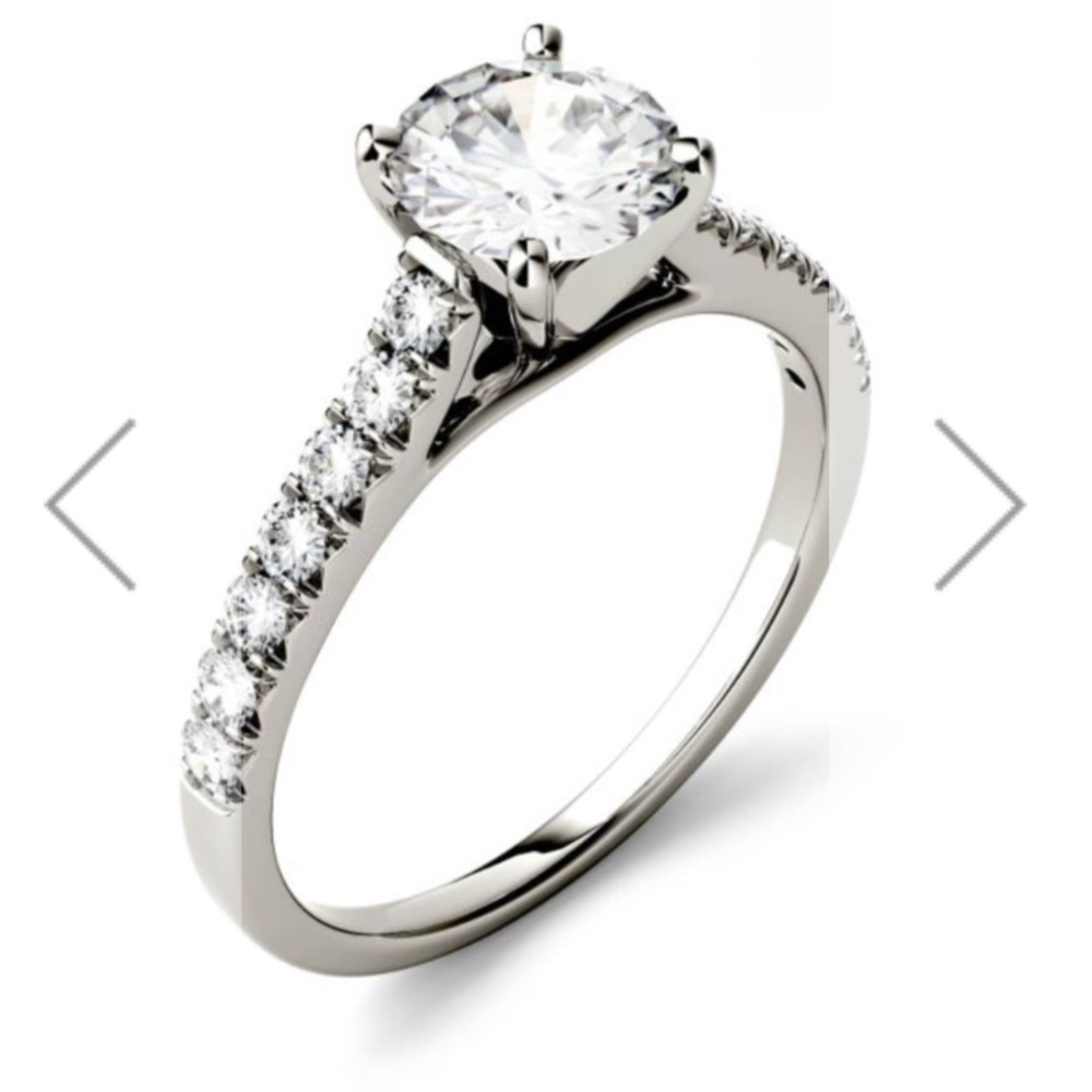 Forever One Round Mosissanite Solitaire - Picture 6 of 8